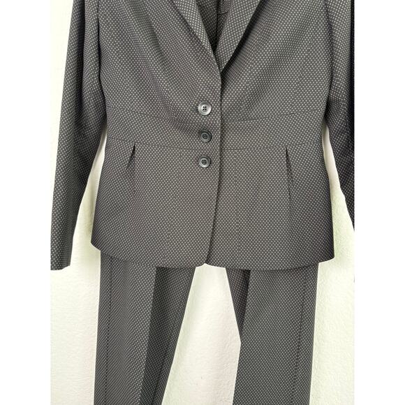 Halogen Black Polka Dot Business Pants Suit Sz 6P/8P Taylor Fit Interview Career - Picture 4 of 16